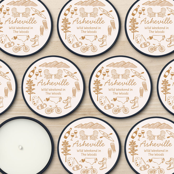 Custom Candle Wedding Favors, Girls Trip, Hand Drawn Asheville Bachelorette, 2oz Mini Lavender Candles