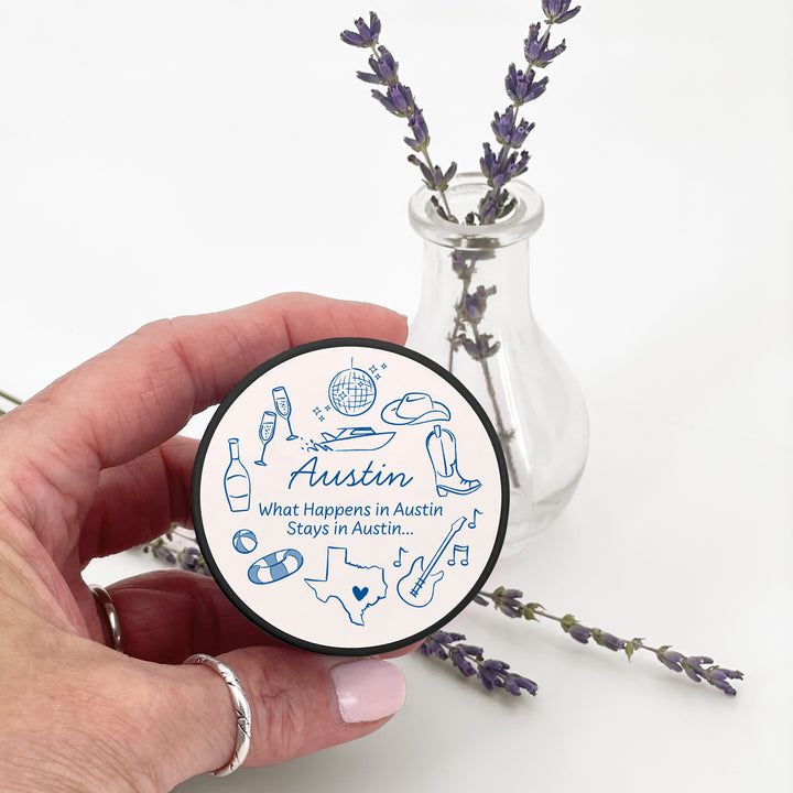 Custom Candle Wedding Favors, Girls Trip, Hand Drawn Austin Bachelorette, 2oz Mini Lavender Candles