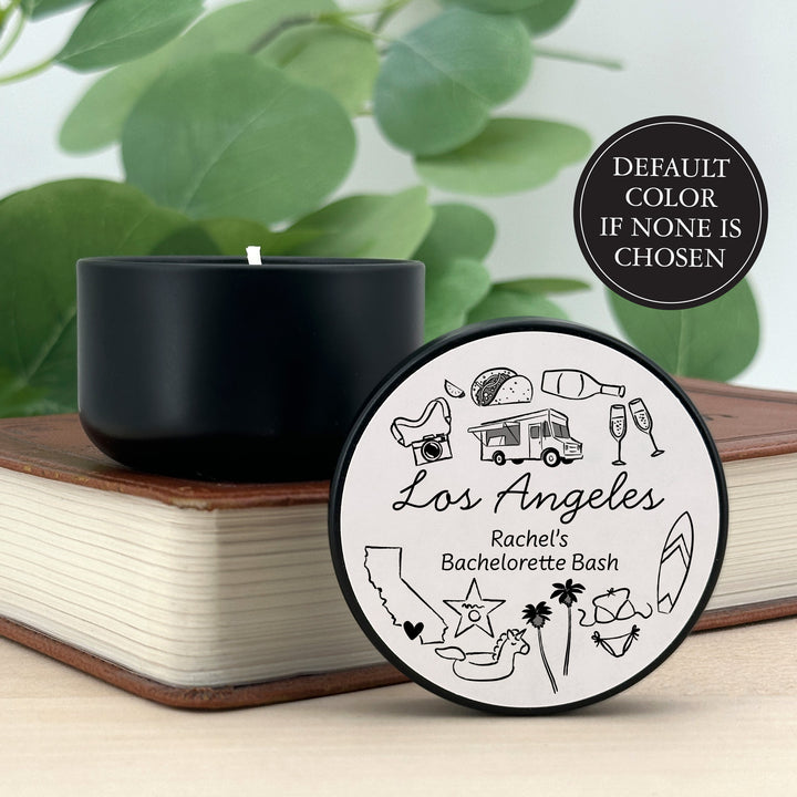 Custom Candle Wedding Favors, Girls Trip, Hand Drawn Los Angeles Bachelorette, 2oz Mini Lavender Candles