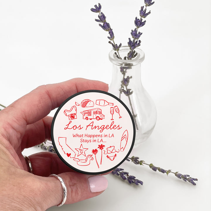 Custom Candle Wedding Favors, Girls Trip, Hand Drawn Los Angeles Bachelorette, 2oz Mini Lavender Candles
