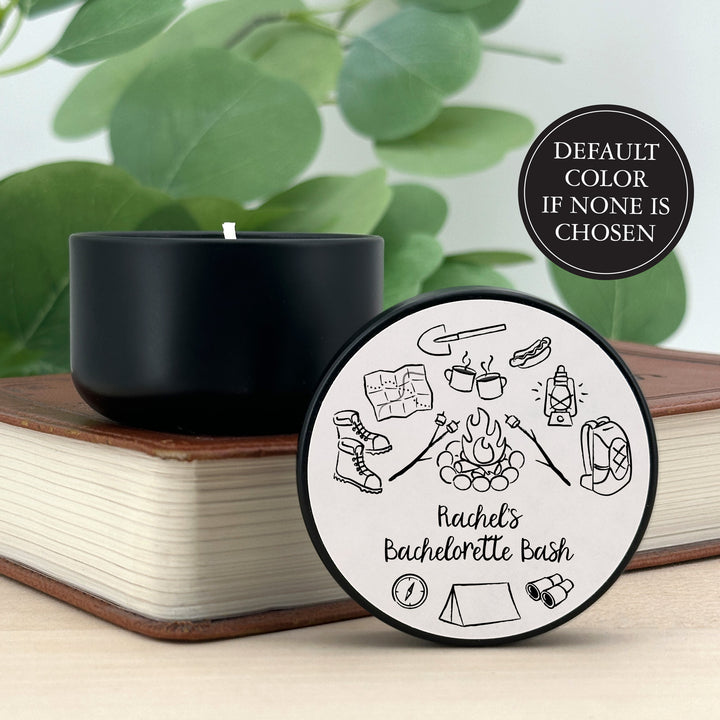 Custom Candle Wedding Favors, Girls Trip, Hand Drawn Camp Bachelorette, 2oz Mini Lavender Candles