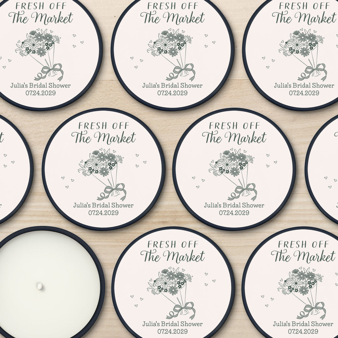 Hand Drawn Bouquet Sketch, Wedding Favors, 2oz Mini Lavender Candles