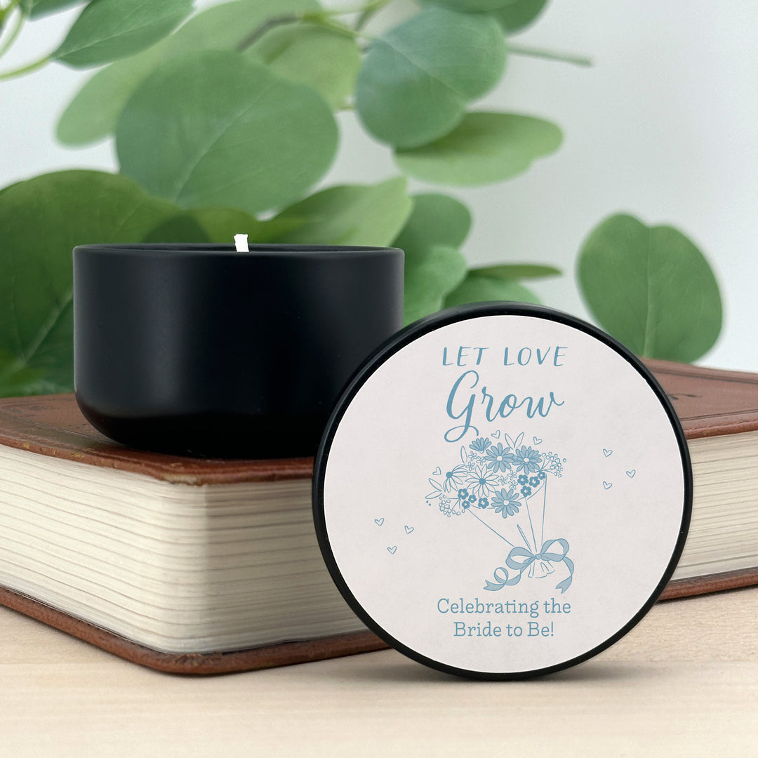 Hand Drawn Bouquet Sketch, Wedding Favors, 2oz Mini Lavender Candles