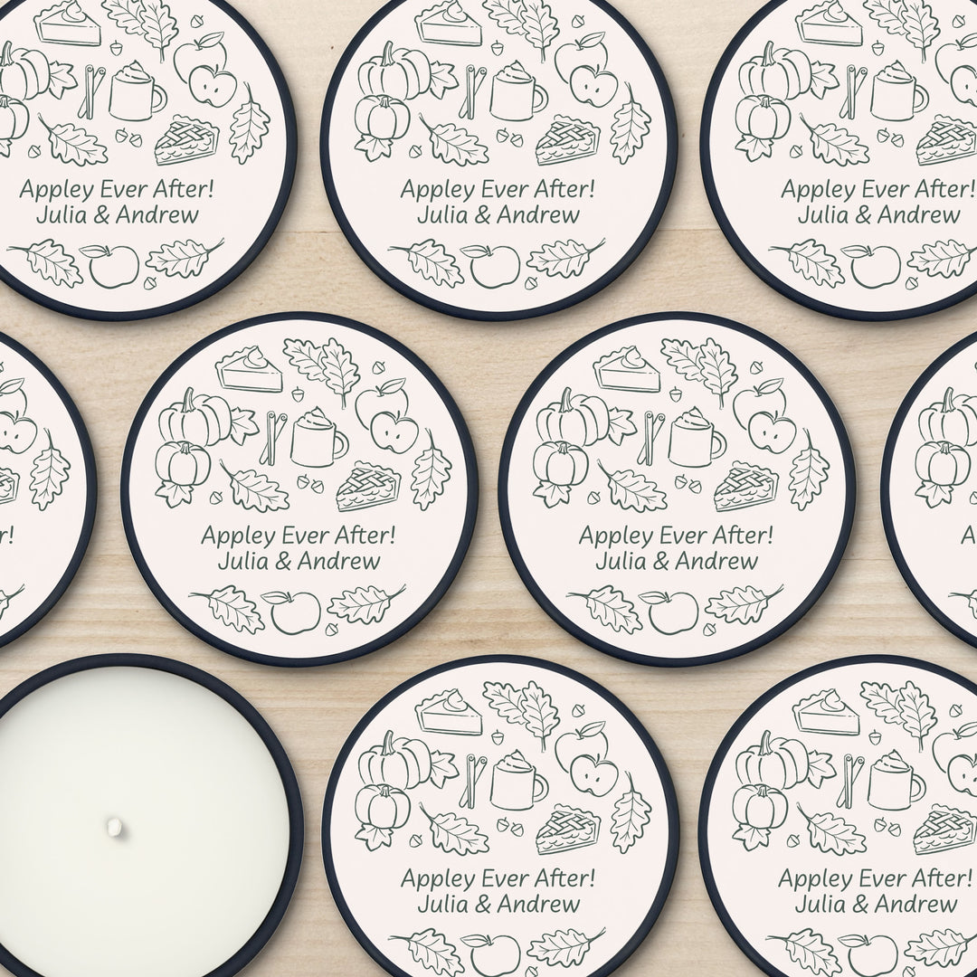 Fall Doodle Candle Favors, Custom 2 oz Mini Lavender Candles, Wedding Favors, Bridal Shower, Friendsgiving