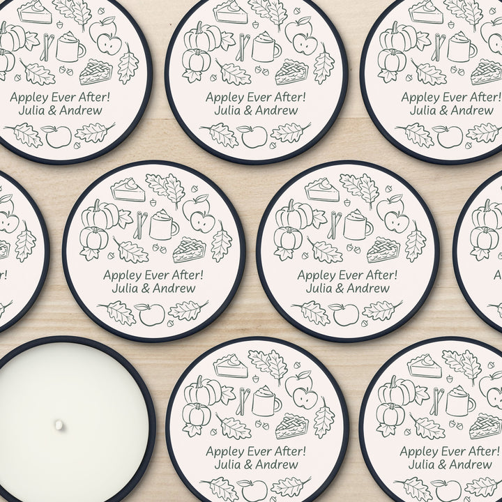 Fall Doodle Candle Favors, Custom 2 oz Mini Lavender Candles, Wedding Favors, Bridal Shower, Friendsgiving