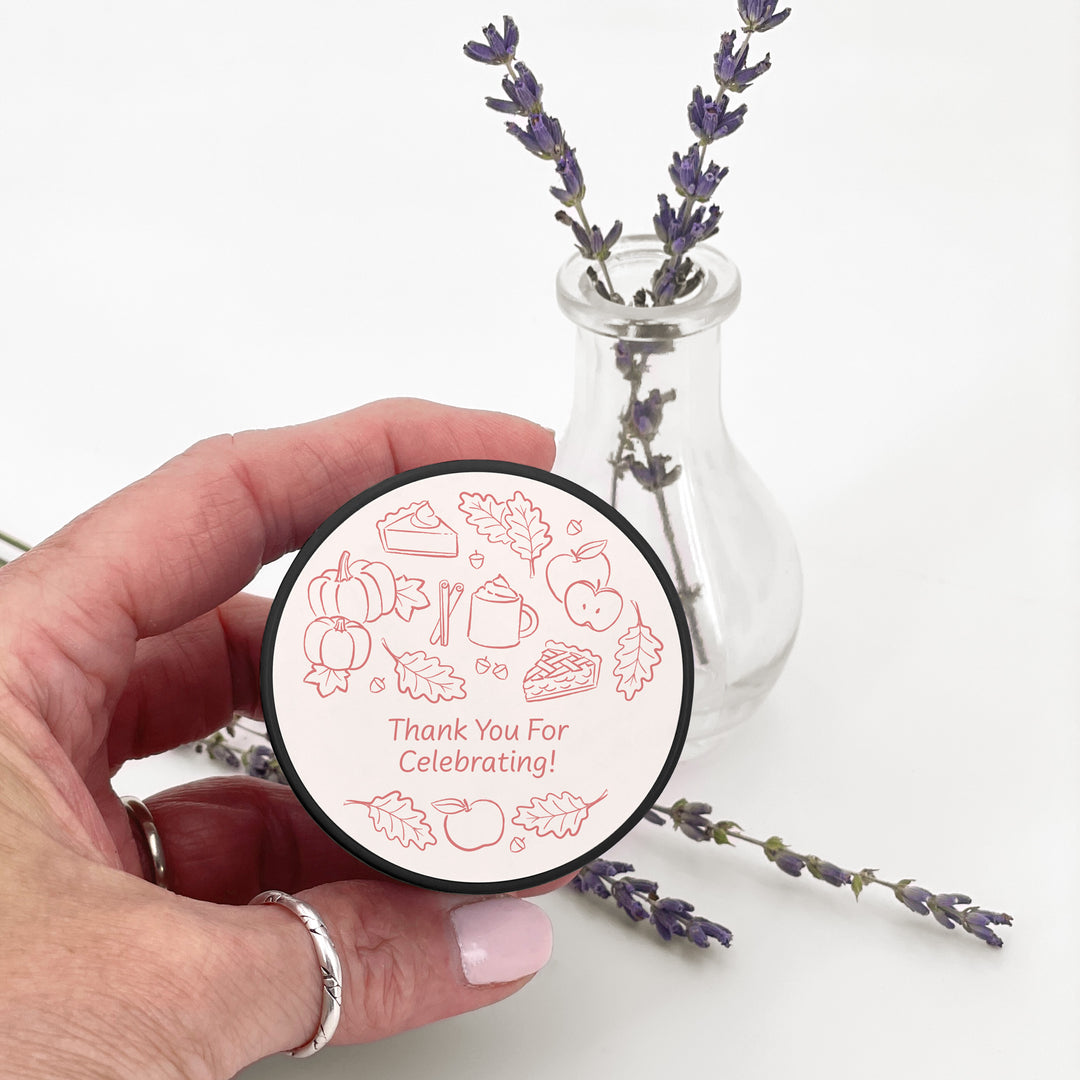 Fall Doodle Candle Favors, Custom 2 oz Mini Lavender Candles, Wedding Favors, Bridal Shower, Friendsgiving
