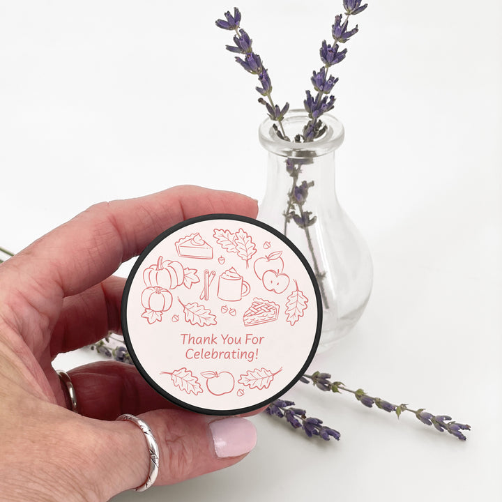 Fall Doodle Candle Favors, Custom 2 oz Mini Lavender Candles, Wedding Favors, Bridal Shower, Friendsgiving