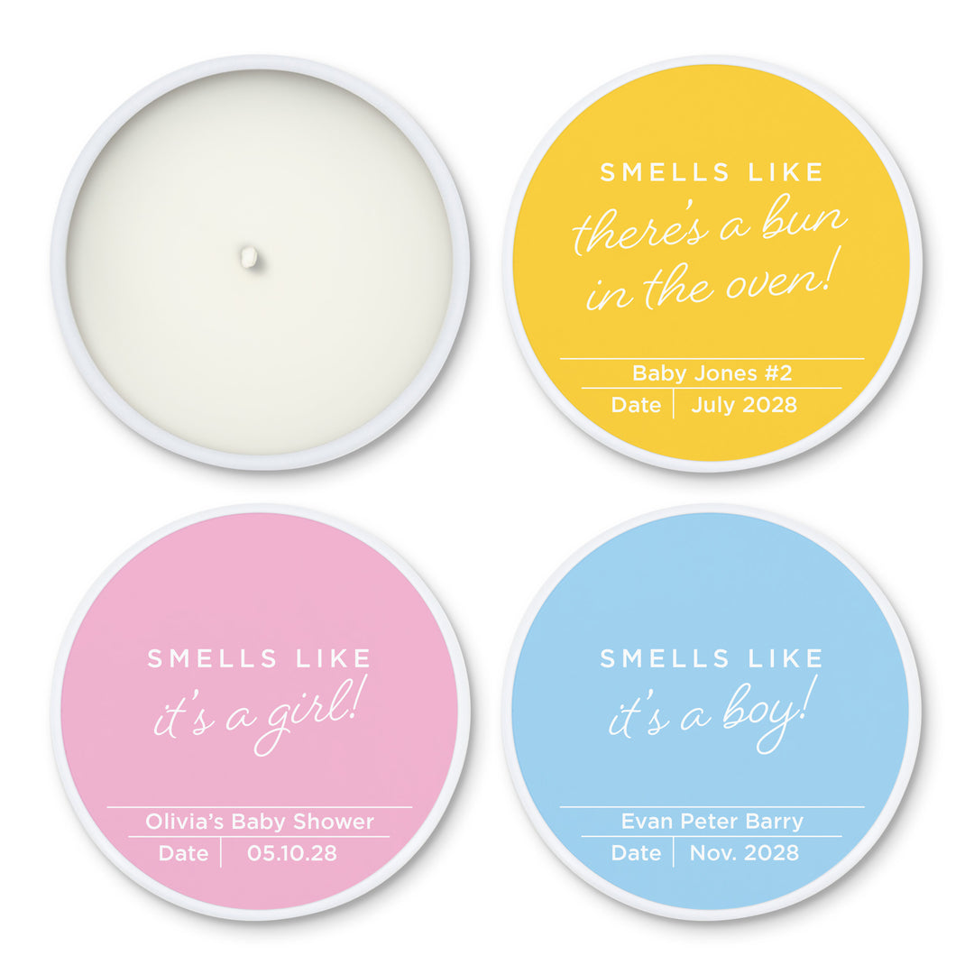 Unique Baby Shower Favors, Personalized Candles, Bulk Candles, Smells Like..., 2oz Mini Lavender Candles
