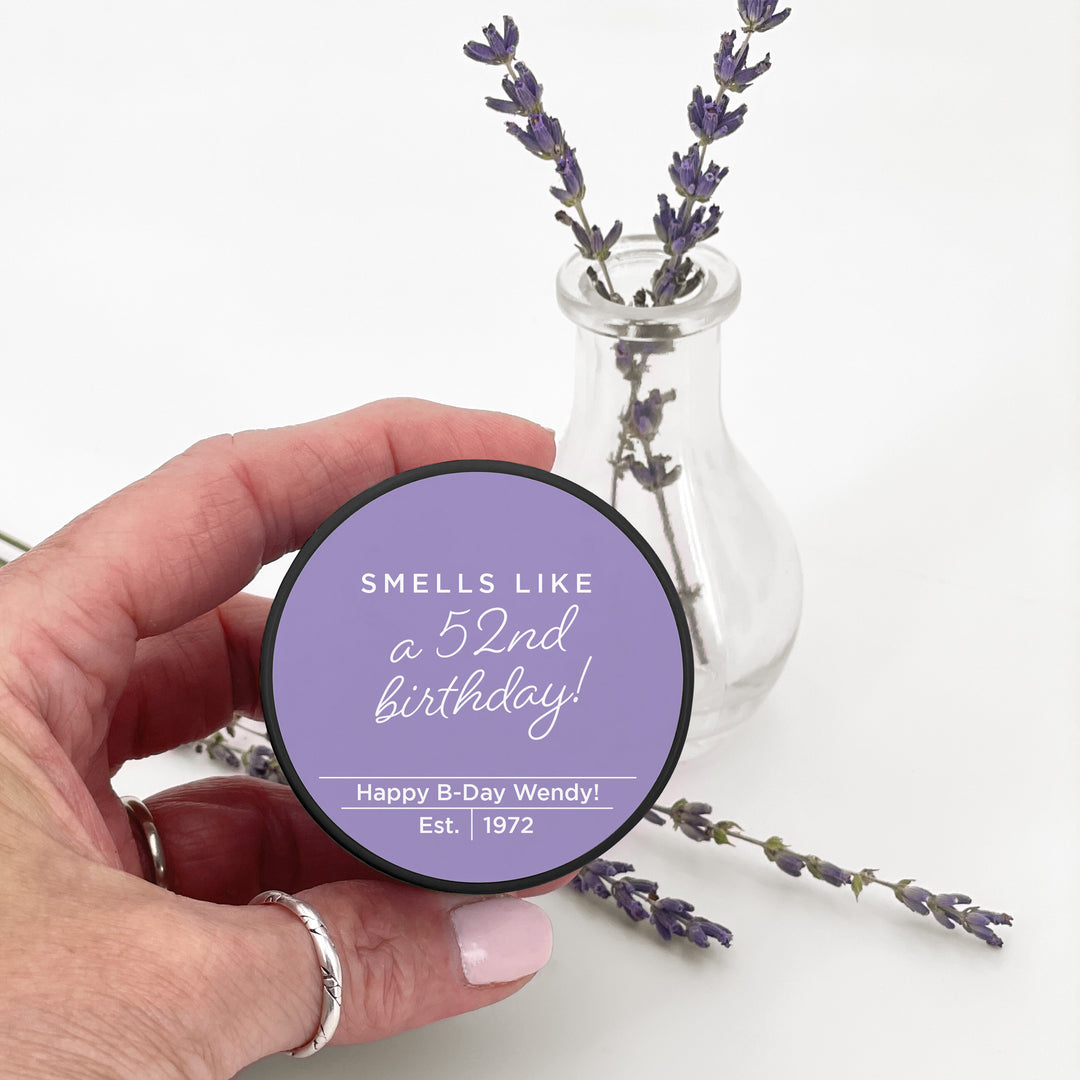 Birthday Party Candle Favors, Personalized Candles, Custom Candles, Smells Like..., 2oz Mini Lavender Candles