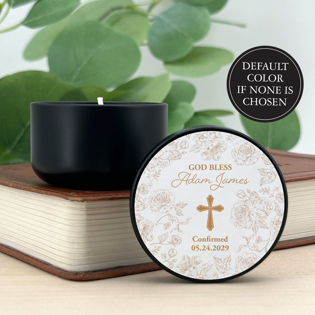 Baptism Candle Favors, First Holy Communion Favors, Chinoiserie Toile Floral Baptism Candles, 2oz Mini Lavender Candles