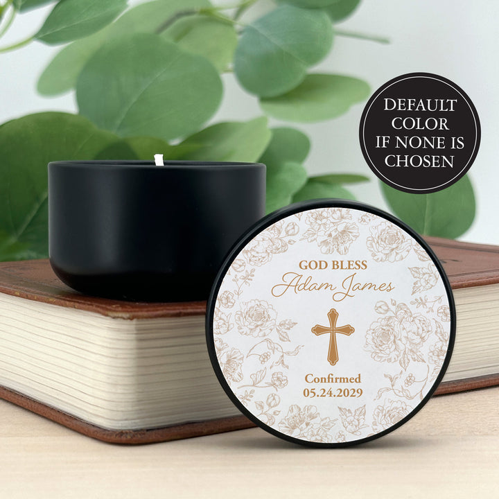 Baptism Candle Favors, First Holy Communion Favors, Chinoiserie Toile Floral Baptism Candles, 2oz Mini Lavender Candles