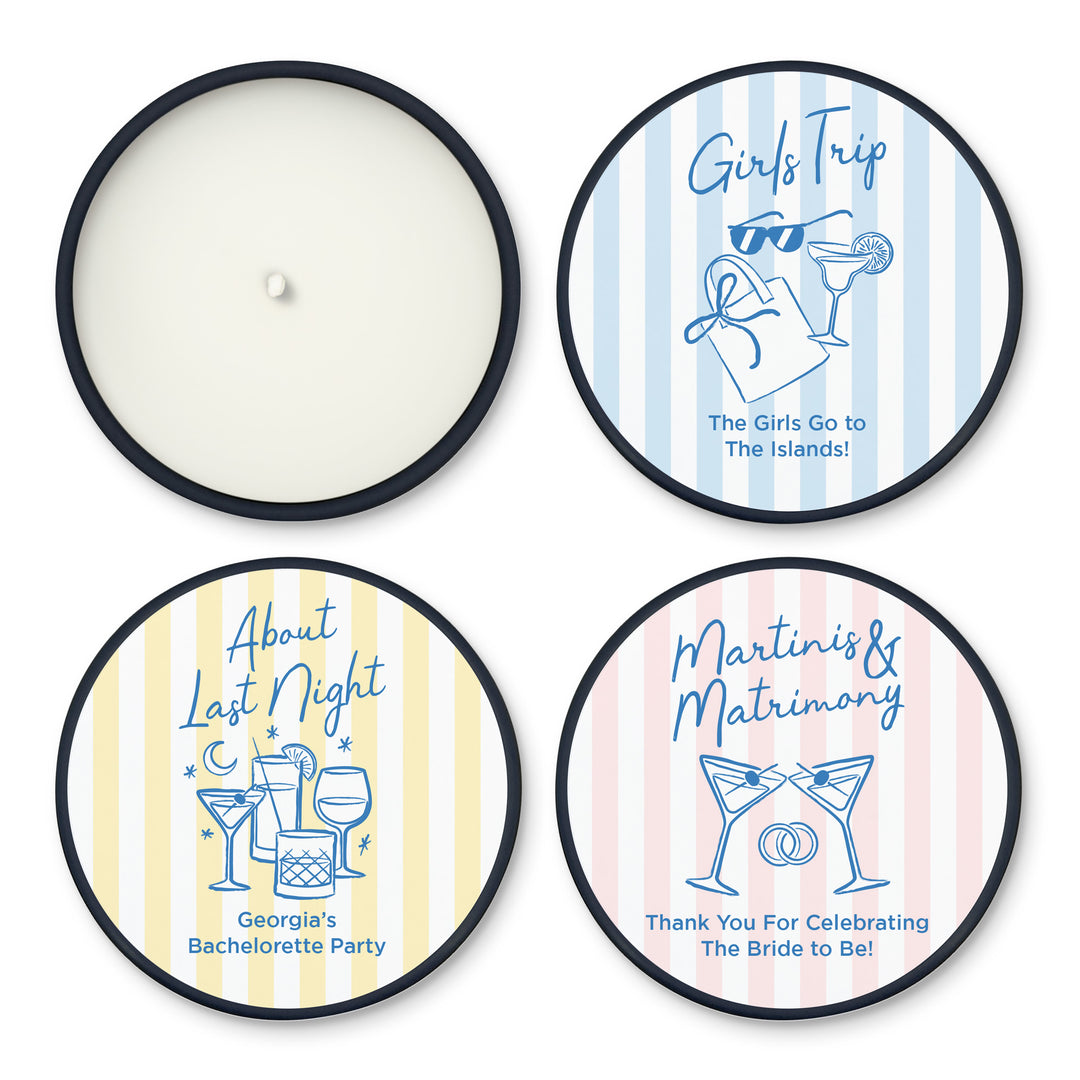 About Last Night, Last Toast on the Coast, Bachelorette Stripe 2oz Mini Lavender Candles