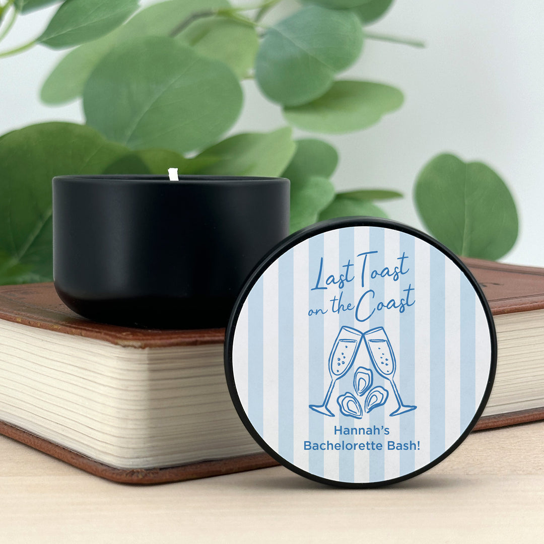 About Last Night, Last Toast on the Coast, Bachelorette Stripe 2oz Mini Lavender Candles