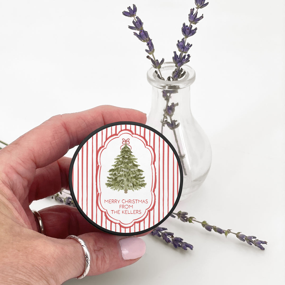 Christmas Tree Stripe, 2oz Mini Lavender Candles
