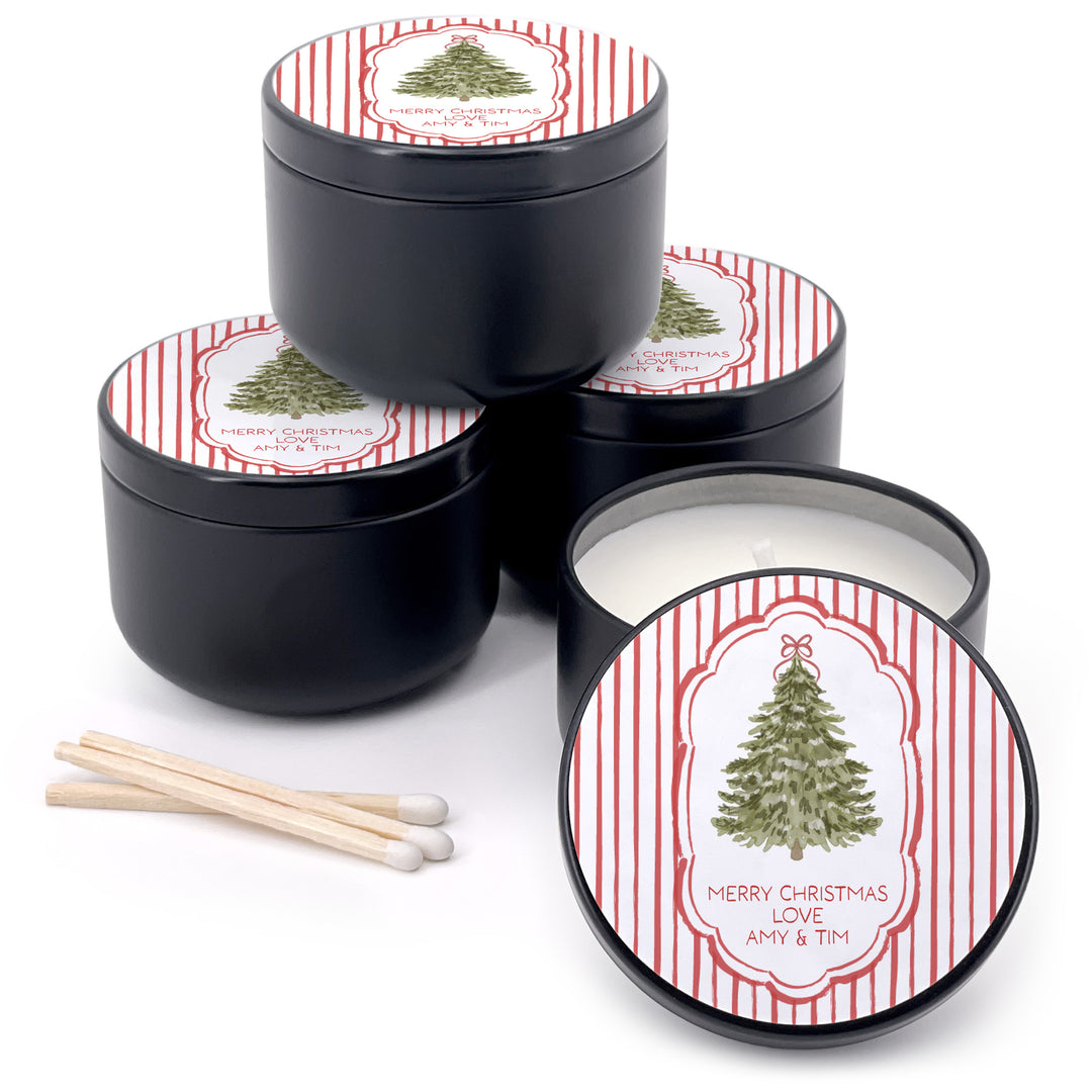 Christmas Tree Stripe, 2oz Mini Lavender Candles