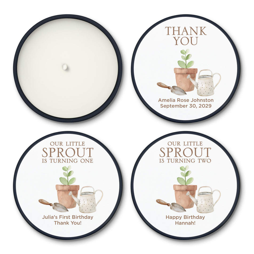 Little Sprout Birthday, Our Little Sprout is Turning One, 2oz Mini Lavender Candles