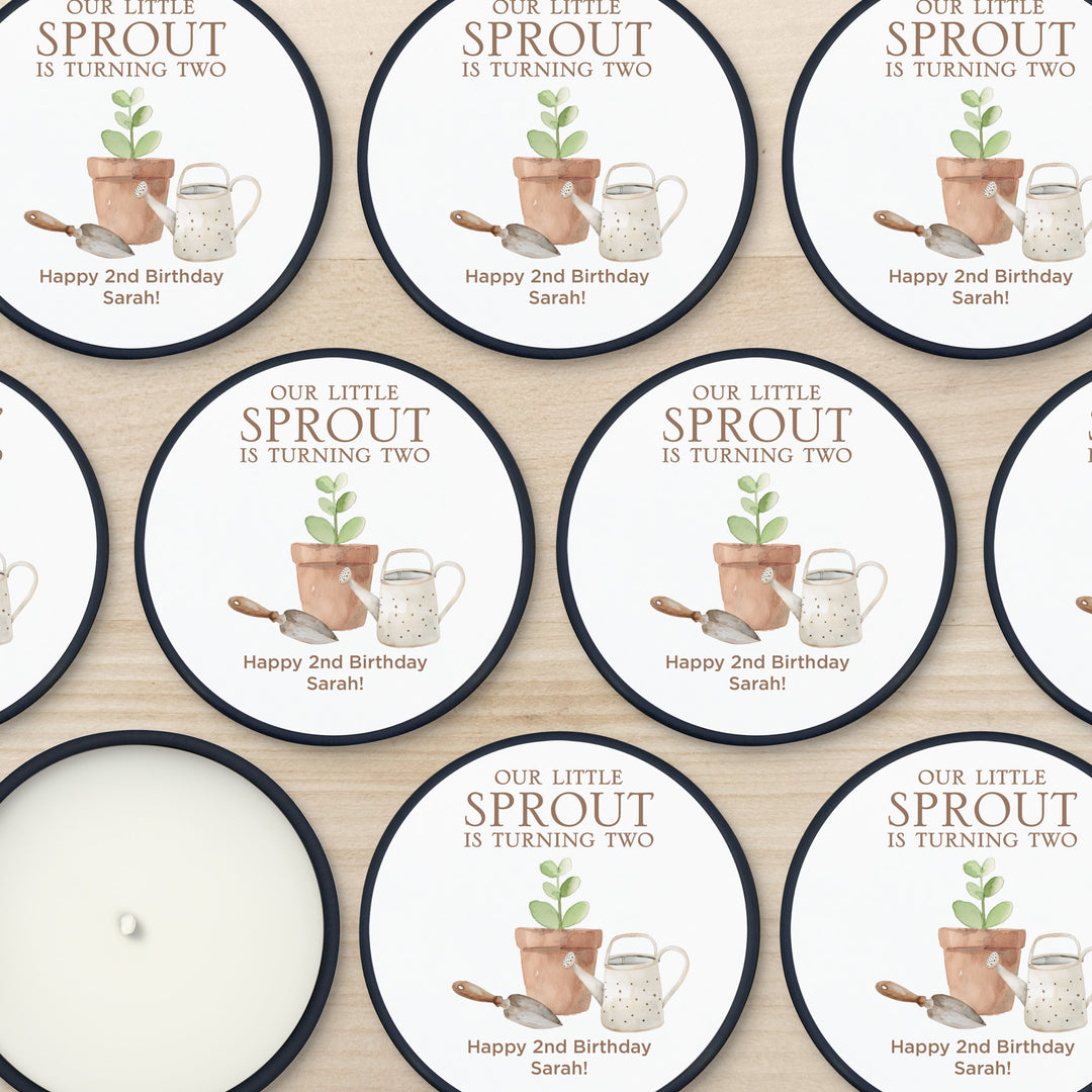 Little Sprout Birthday, Our Little Sprout is Turning One, 2oz Mini Lavender Candles