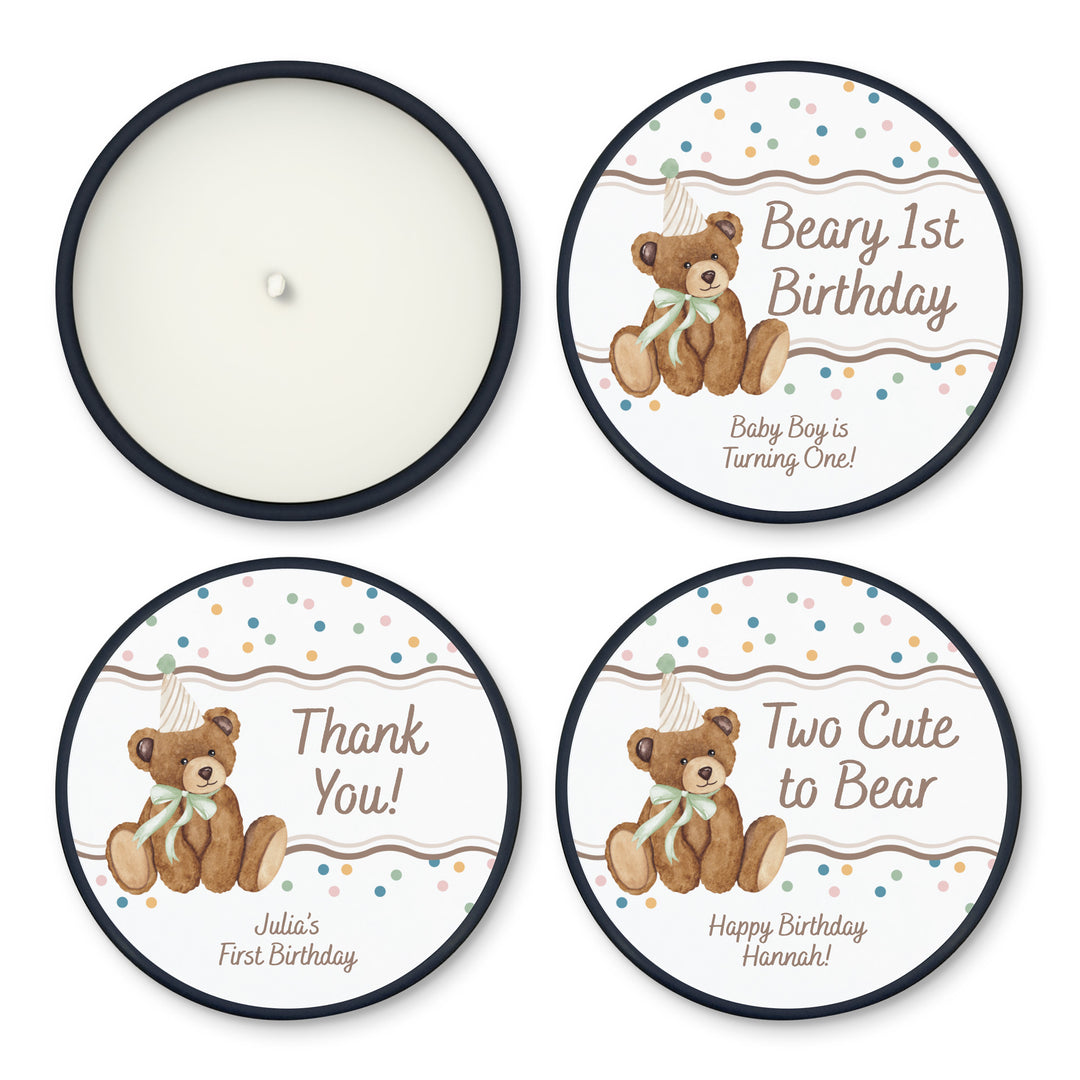 Bear Birthday, Beary 1st Birthday, Two Cute to Bear, 2oz Mini Lavender Candles