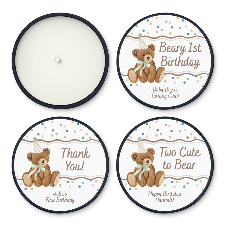 Bear Birthday, Beary 1st Birthday, Two Cute to Bear, 2oz Mini Lavender Candles