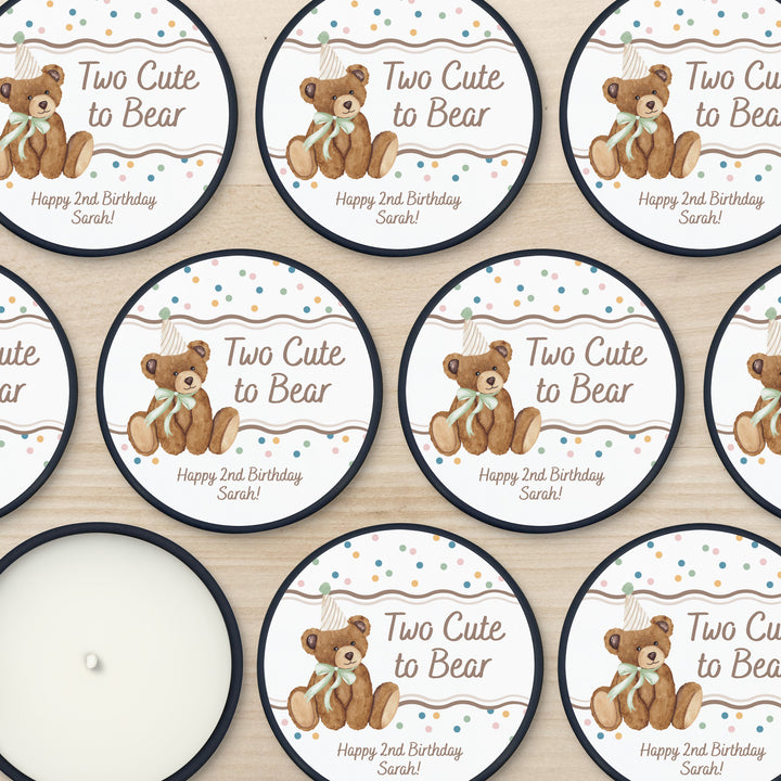 Bear Birthday, Beary 1st Birthday, Two Cute to Bear, 2oz Mini Lavender Candles
