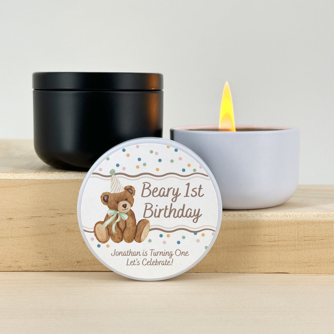 Bear Birthday, Beary 1st Birthday, Two Cute to Bear, 2oz Mini Lavender Candles