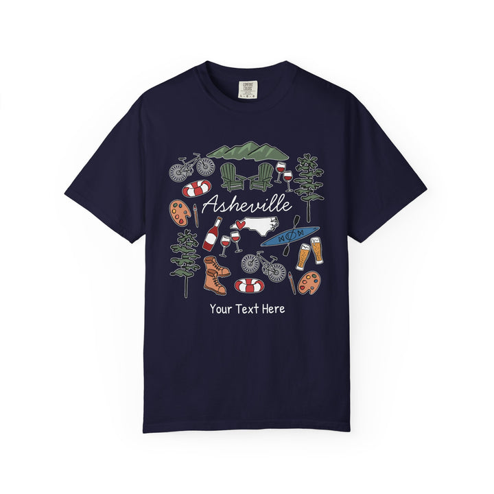 Asheville Bachelorette T-Shirt, Colorful Asheville Doodles, Unisex Comfort Colors® T-Shirt