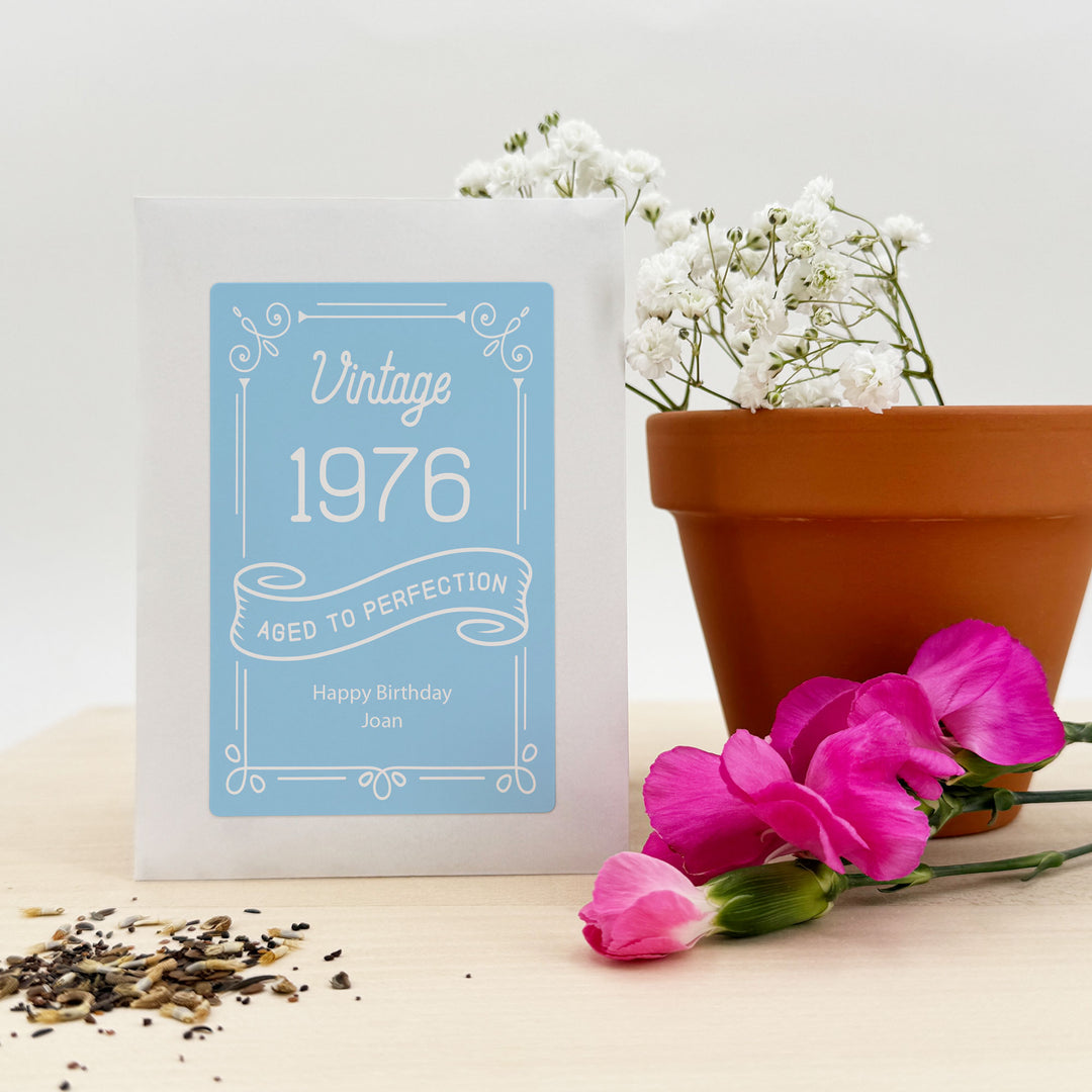 Aged to Perfection, Vintage Birthday, Wildflower Seed Packets
