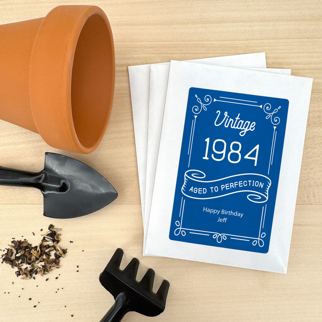 Aged to Perfection, Vintage Birthday, Wildflower Seed Packets