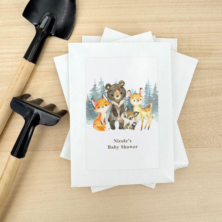 Woodland Animals, Baby Shower Favors, Wildflower Seed Packets