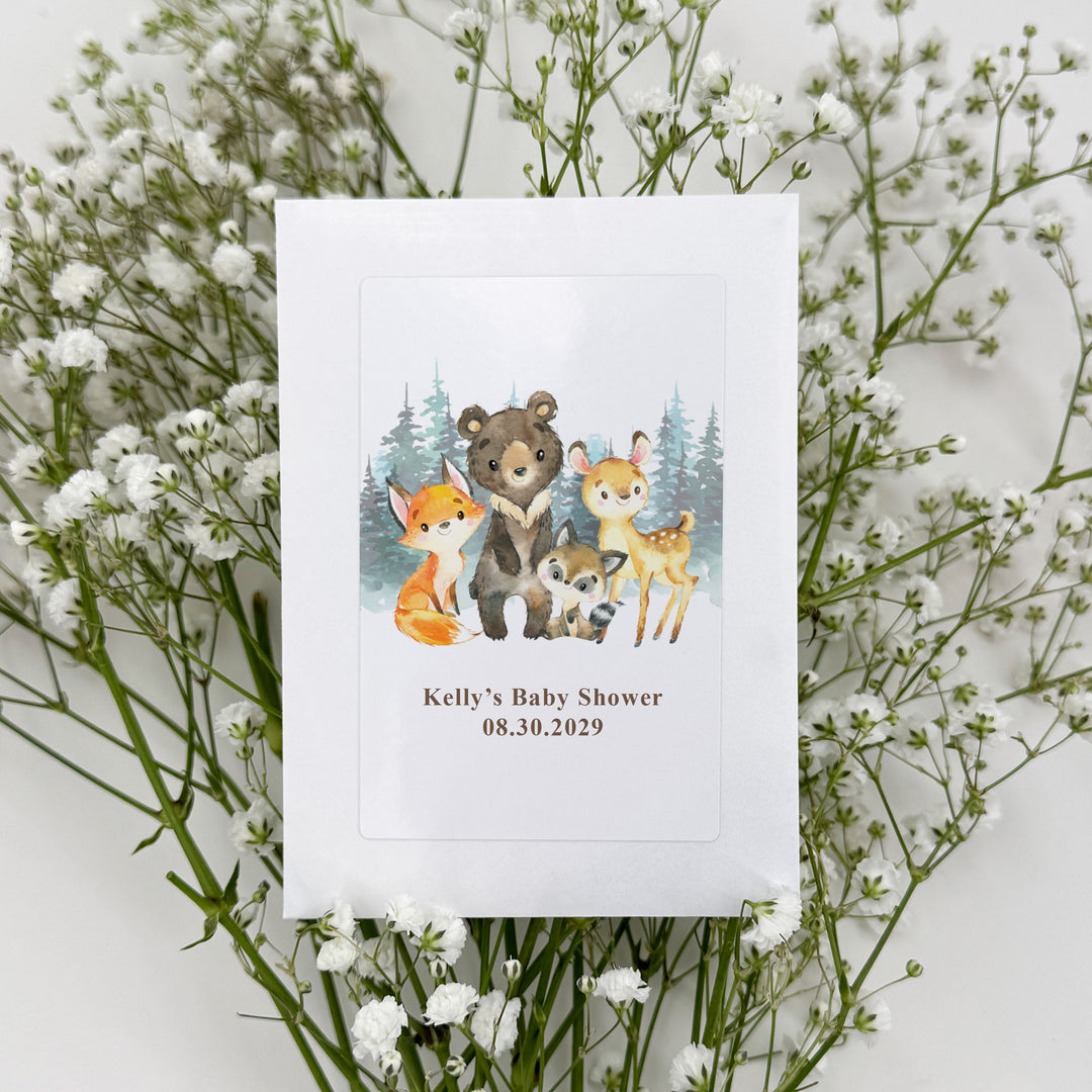 Woodland Animals, Baby Shower Favors, Wildflower Seed Packets