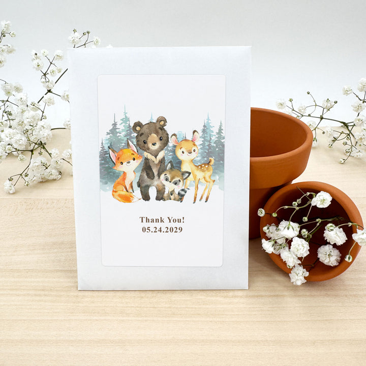 Woodland Animals, Baby Shower Favors, Wildflower Seed Packets
