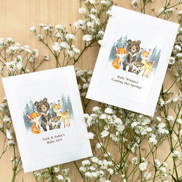 Woodland Animals, Baby Shower Favors, Wildflower Seed Packets