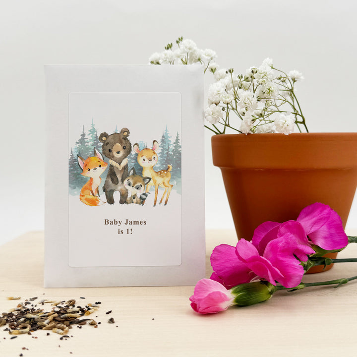 Woodland Animals, Baby Shower Favors, Wildflower Seed Packets