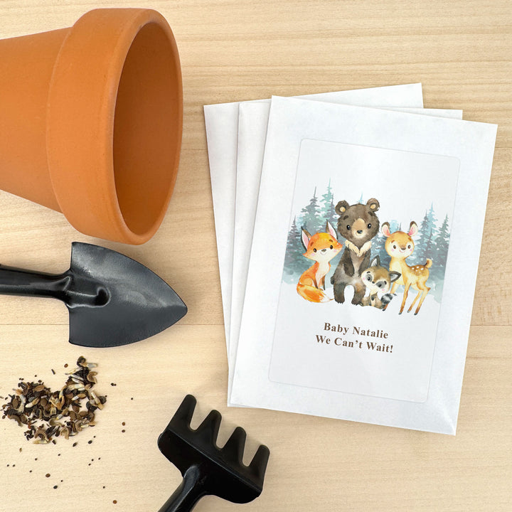 Woodland Animals, Baby Shower Favors, Wildflower Seed Packets