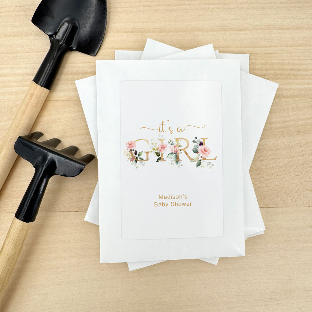 It's a Girl, Baby Shower Favors, Wildflower Seed Packets