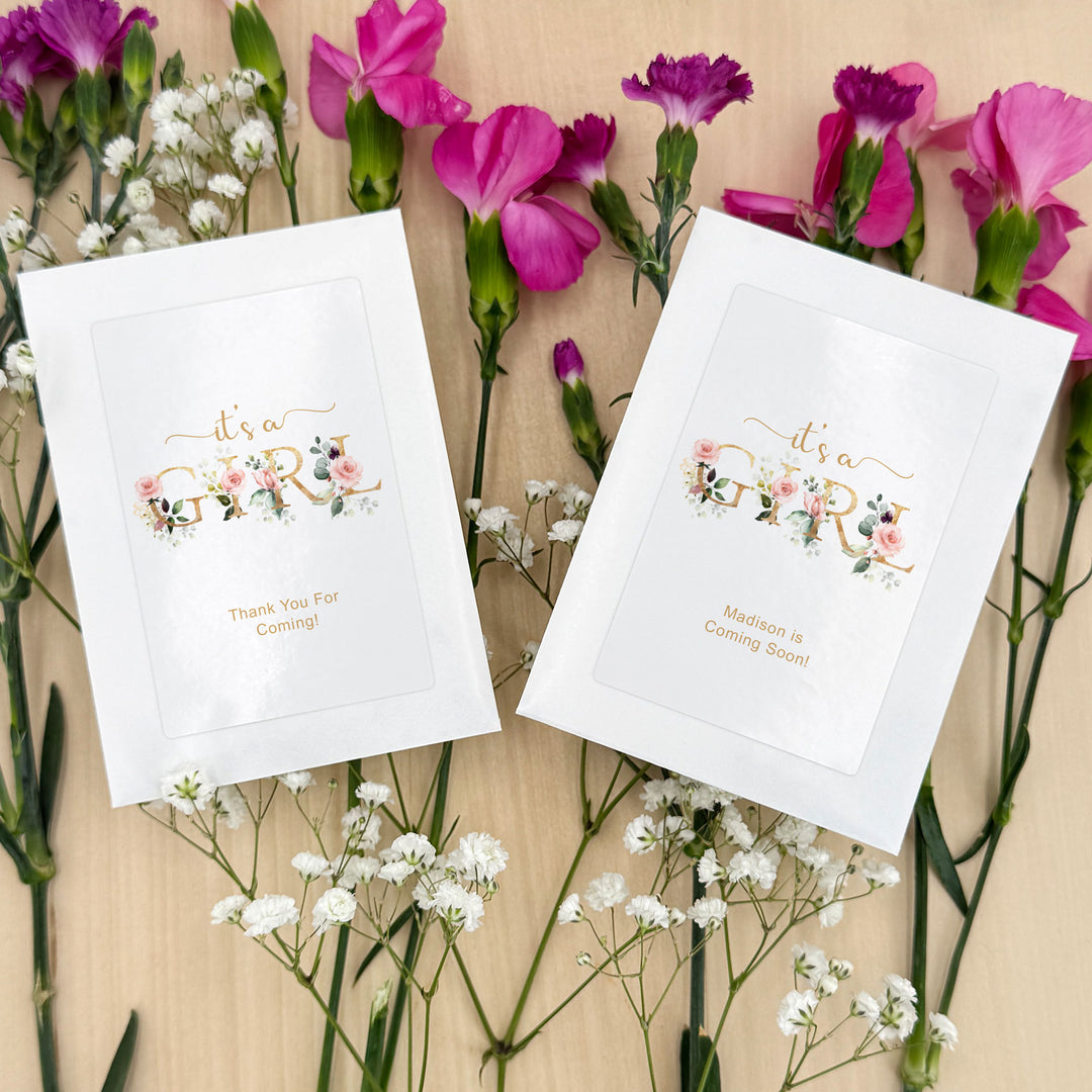 wildflower seed packets wedding favors It's a Girl, Baby Shower Favors, Wildflower Seed Packets