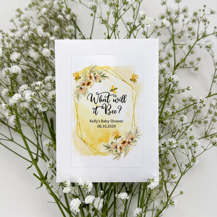 Watercolor Bees, Baby Shower Favors, Wildflower Seed Packets