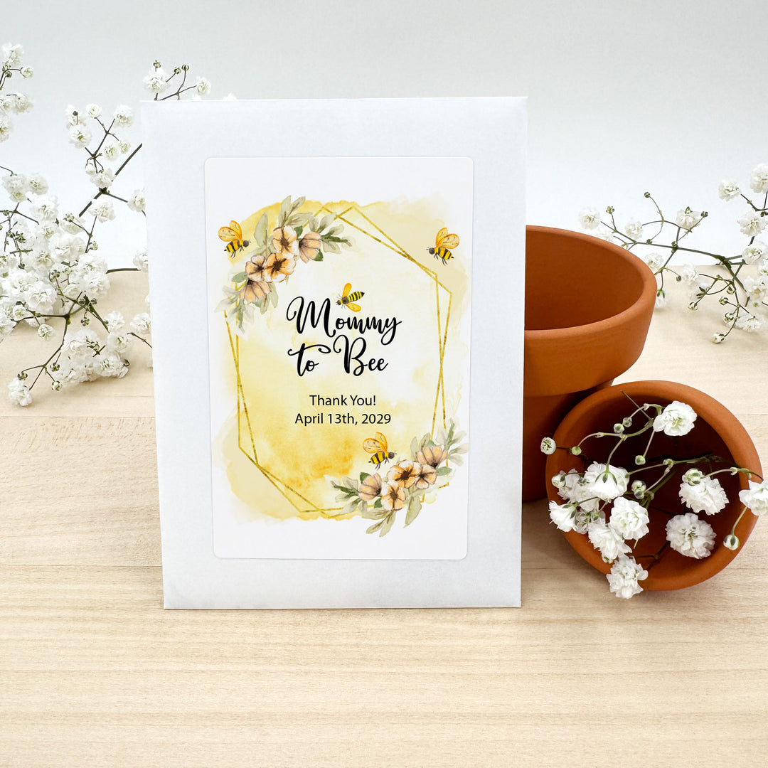 Watercolor Bees, Baby Shower Favors, Wildflower Seed Packets
