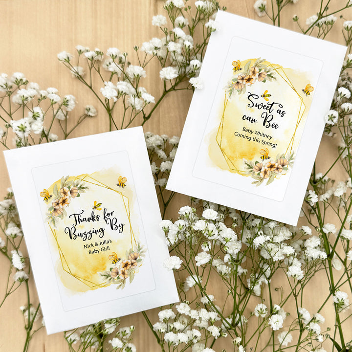 Watercolor Bees, Baby Shower Favors, Wildflower Seed Packets