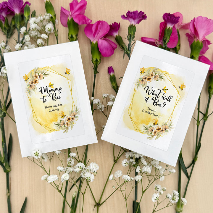Watercolor Bees, Baby Shower Favors, Wildflower Seed Packets