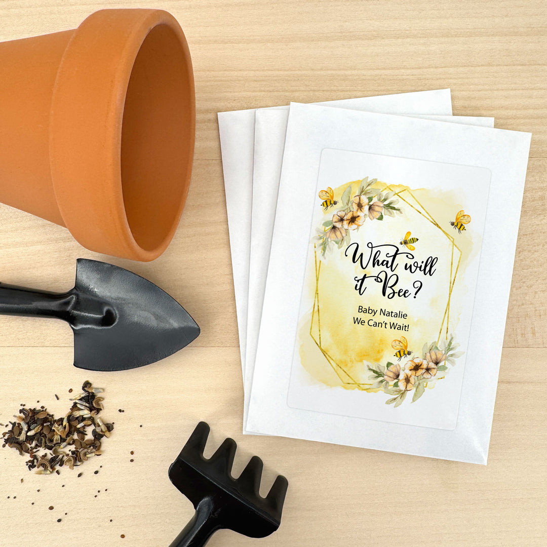 wildflower seed packets for bees Watercolor Bees, Baby Shower Favors, Wildflower Seed Packets