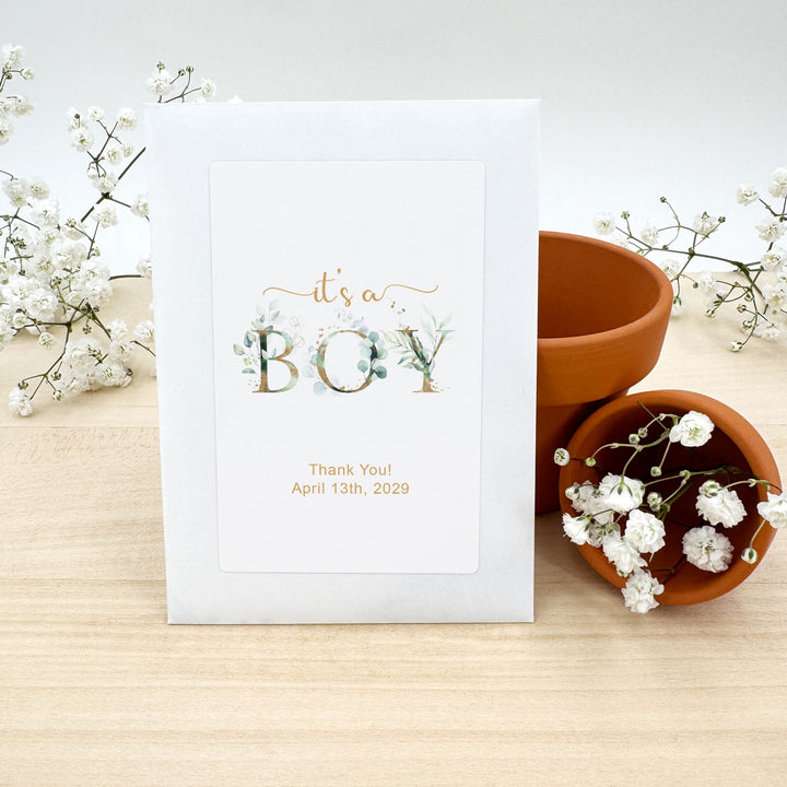 It's a Boy, Baby Shower Favors, Wildflower Seed Packets