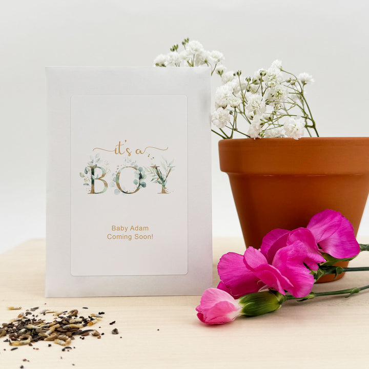 It's a Boy, Baby Shower Favors, Wildflower Seed Packets