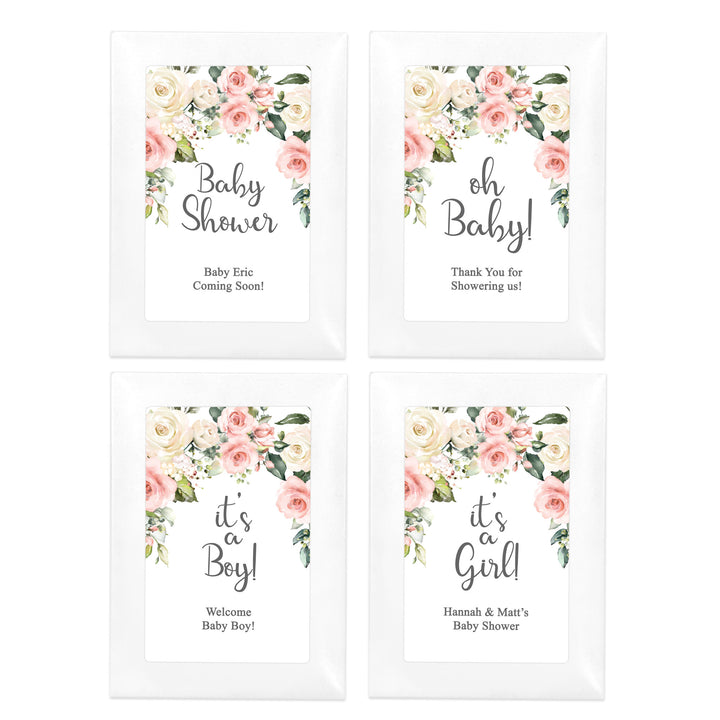 Pink & White Floral, Baby Shower Favors, Wildflower Seed Packets