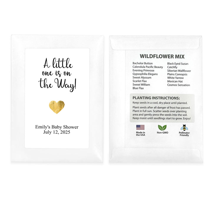 Simple Heart, Baby Shower Favors, Wildflower Seed Packets