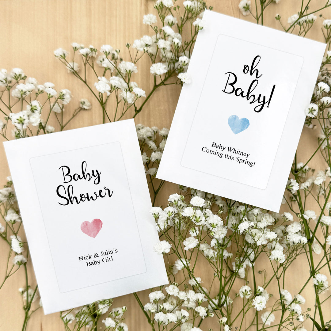 Simple Heart, Baby Shower Favors, Wildflower Seed Packets