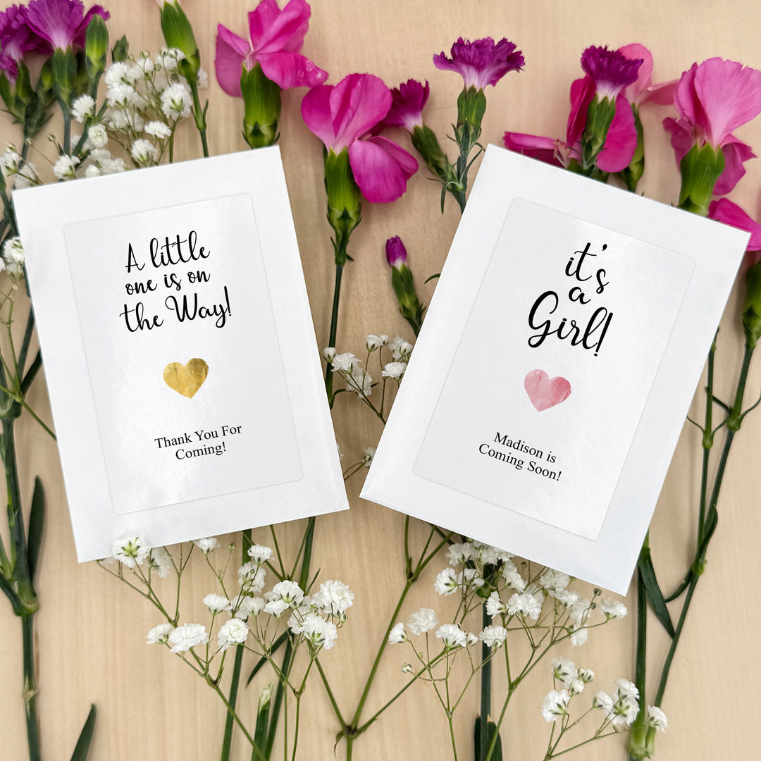Simple Heart, Baby Shower Favors, Wildflower Seed Packets