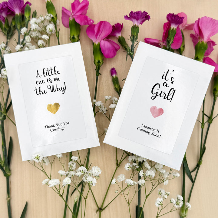 Simple Heart, Baby Shower Favors, Wildflower Seed Packets