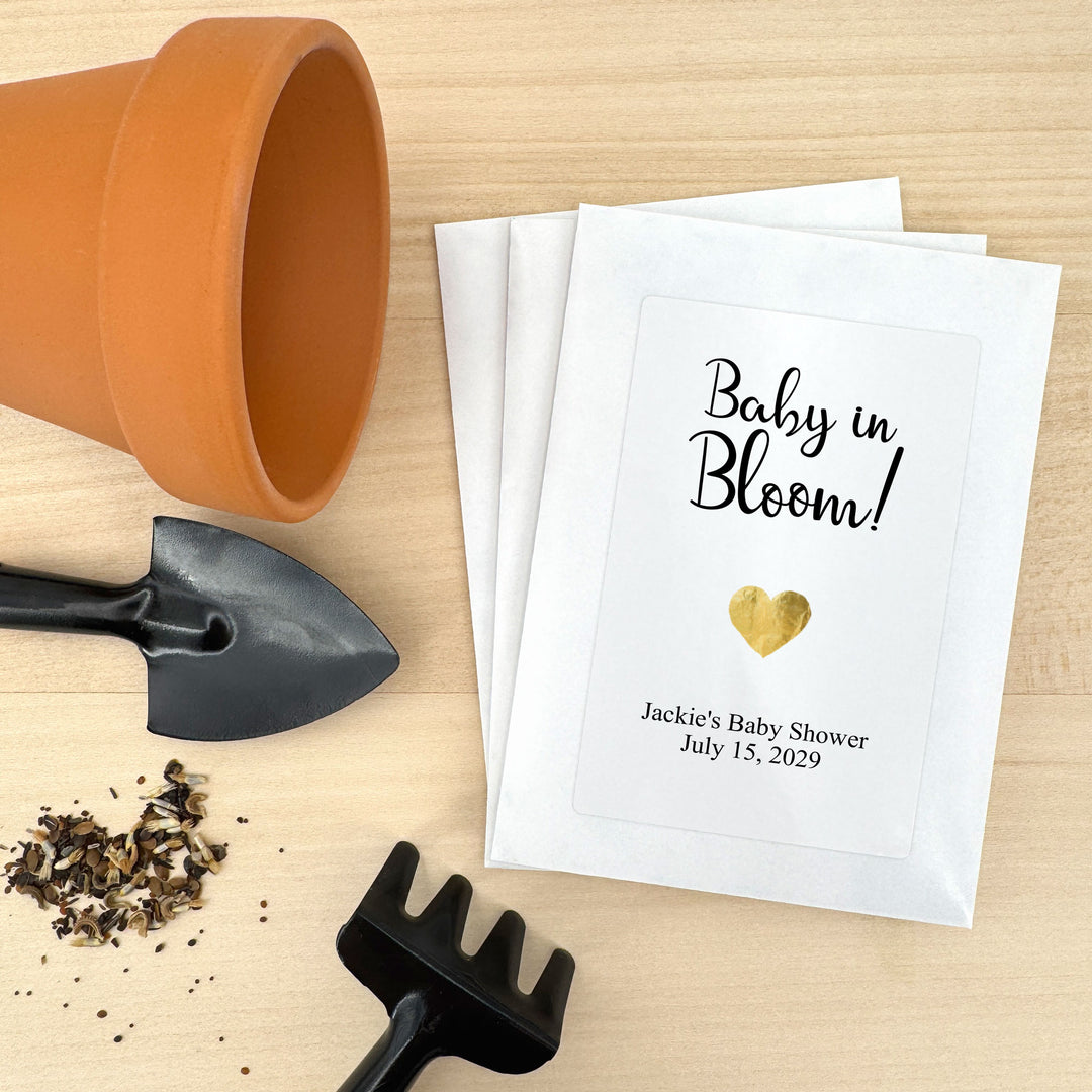 Simple Heart, Baby Shower Favors, Wildflower Seed Packets