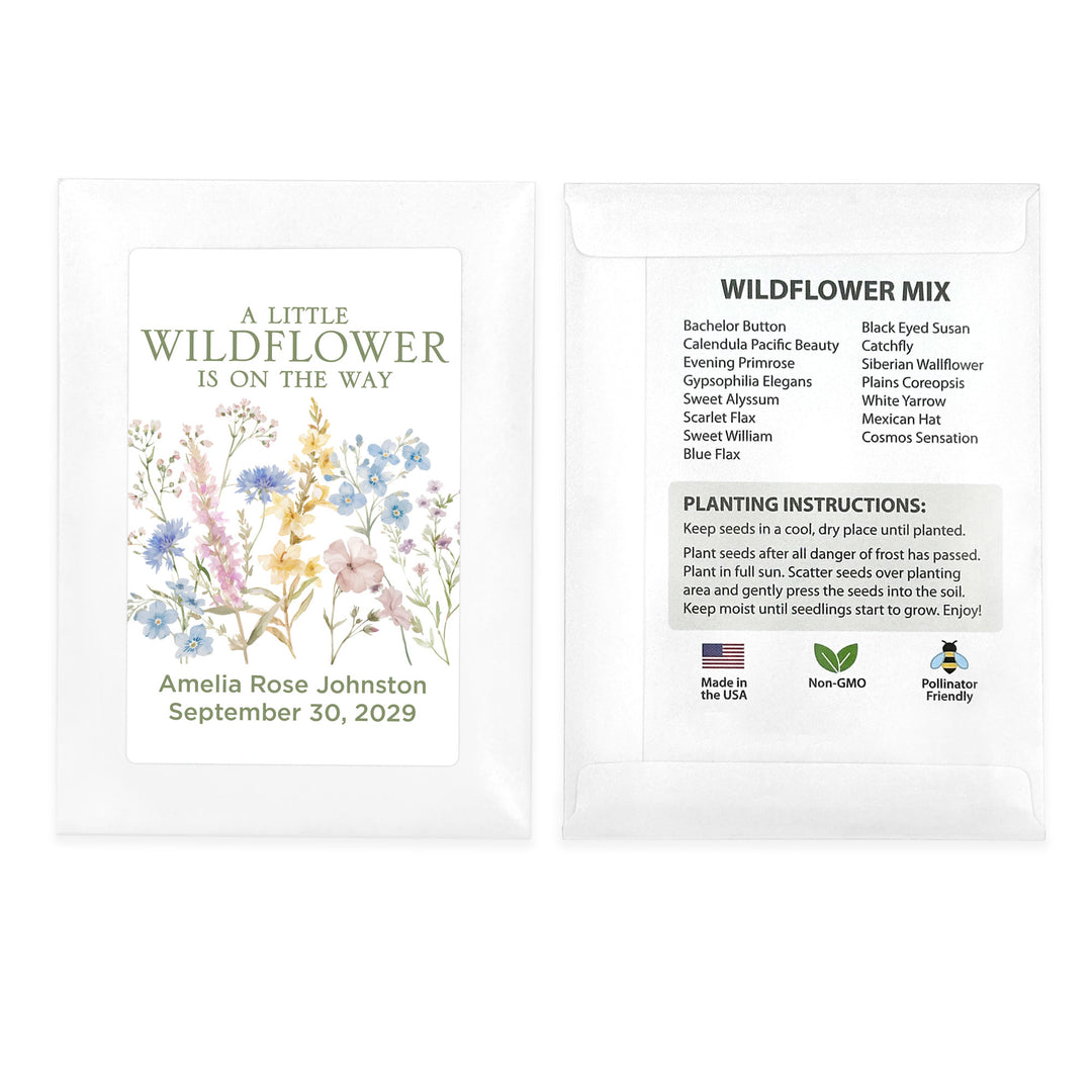 the seed inside the rose book A Little Wildflower is on the Way, Baby Shower Favors, Wildflower Seed – Best Day Ever Spot